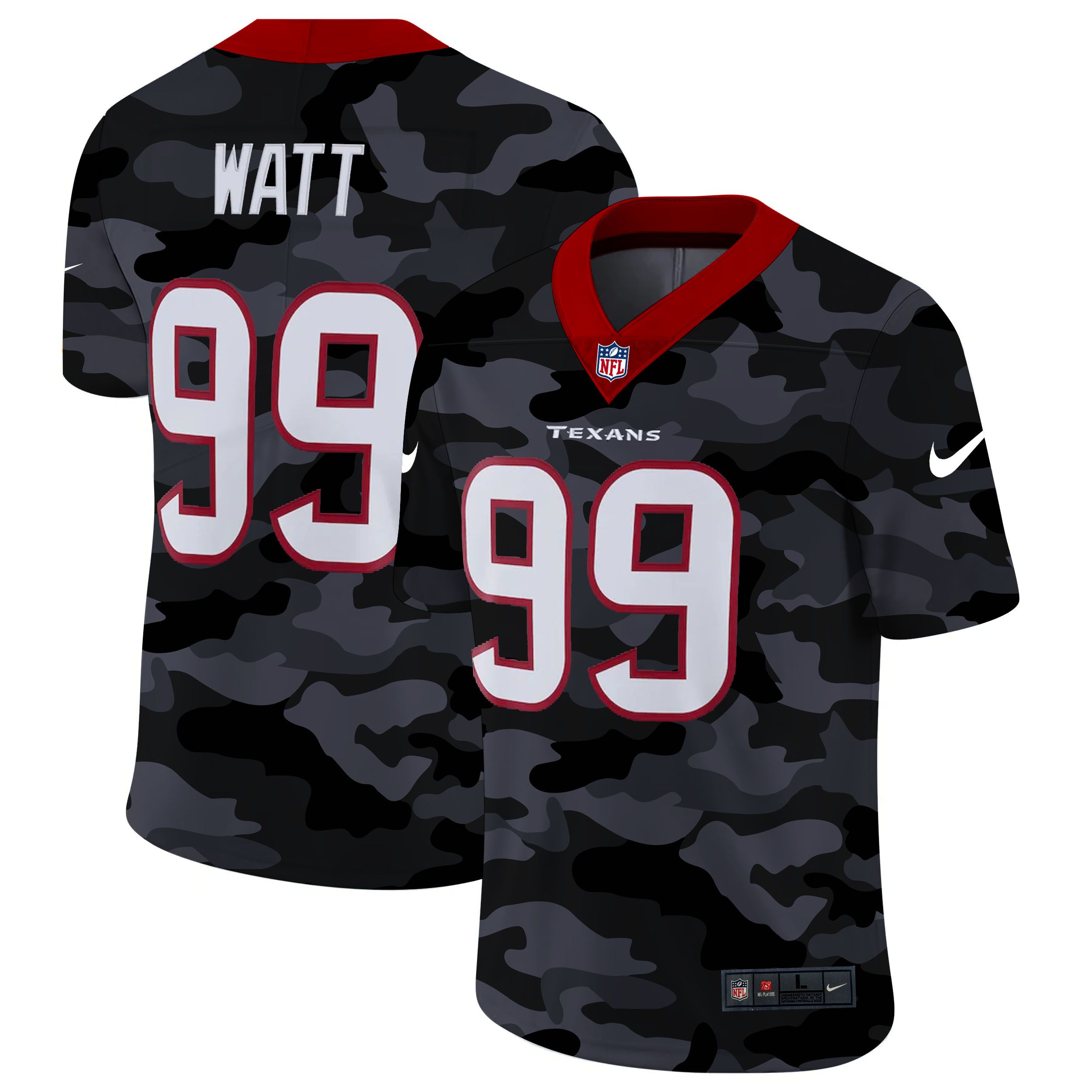 Men Houston Texans #99 Watt 2020 Nike Camo Salute to Service Limited NFL Jerseys